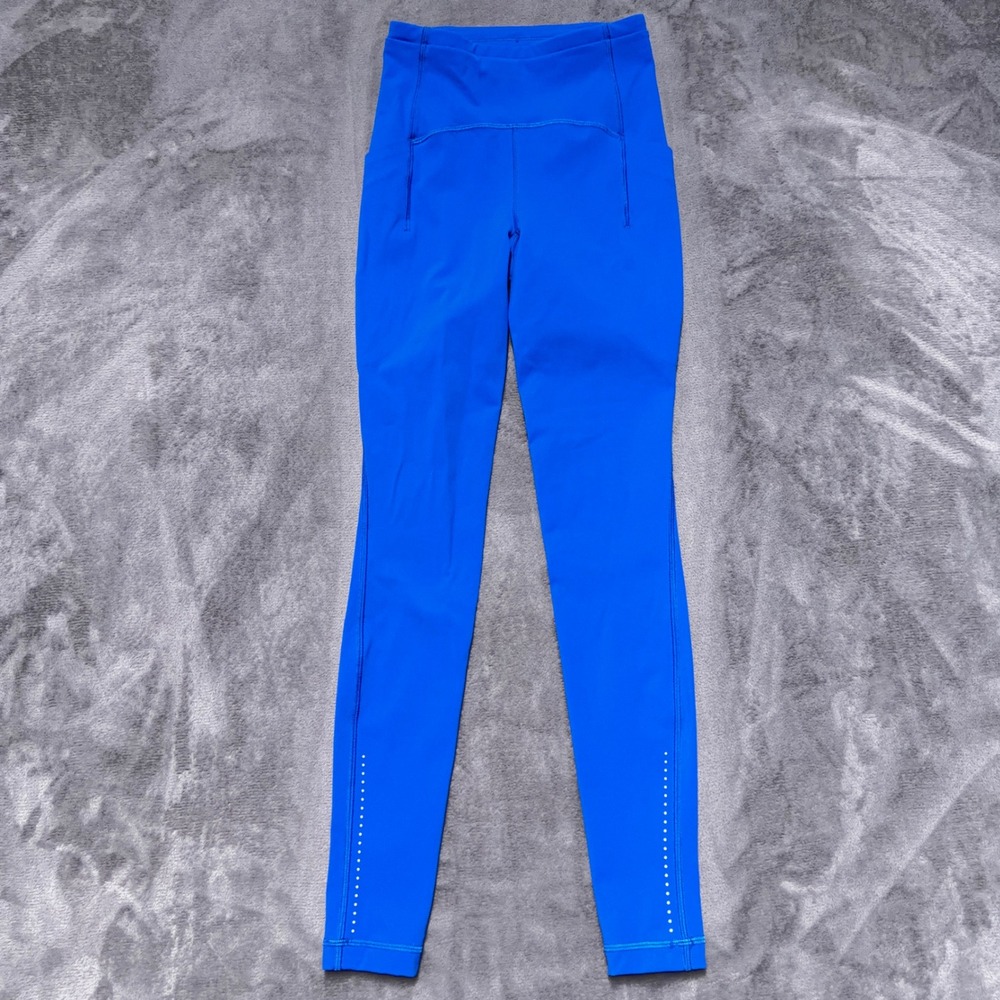 Lululemon Fast and Free 7/8 Leggings Womens 2 Cerulean Nulux Running Active